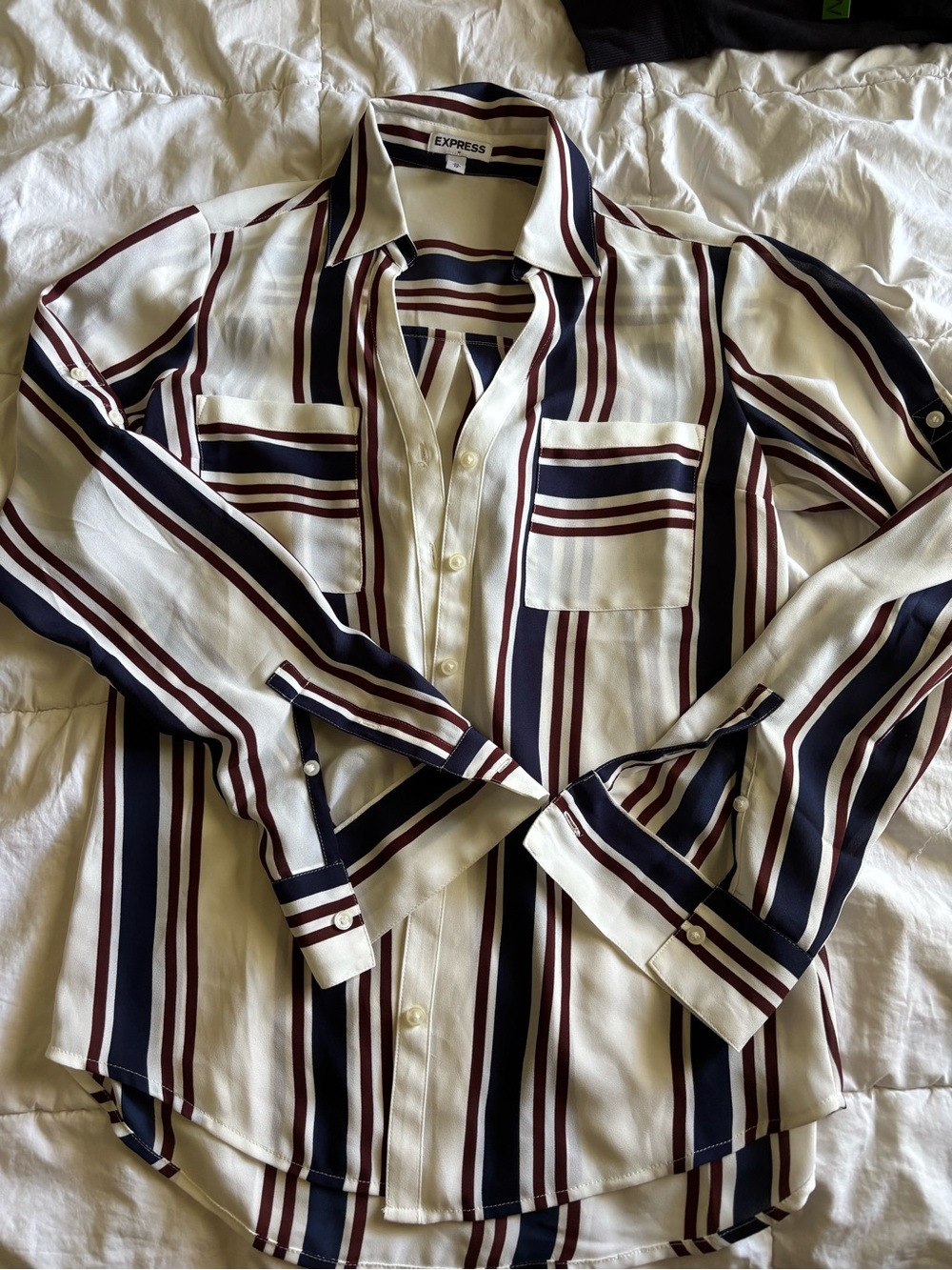 Express women’s Cream Stripe Button-Up Shirt